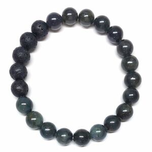 Lava Stone & Moss Agate 8mm Beaded Stretch Bracelet | Diffuser Yoga